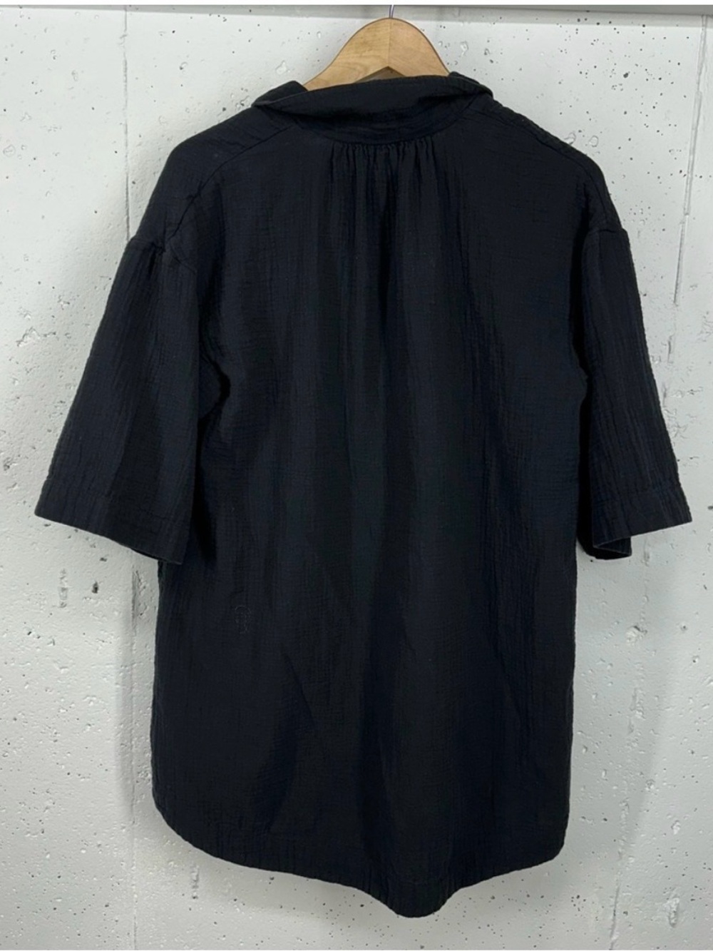 BOGO Madewell Black Crinkle Cotton Cover-Up Button Down Shirtdress - Picture 6 of 10